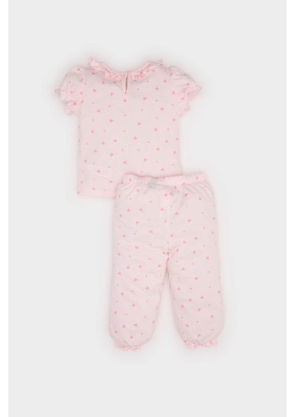 Kız Bebek Disney Prenses Pijama Takımı Kısa Kollu Penye Üst Beli Lastikli Uzun Alt E1546A525SM