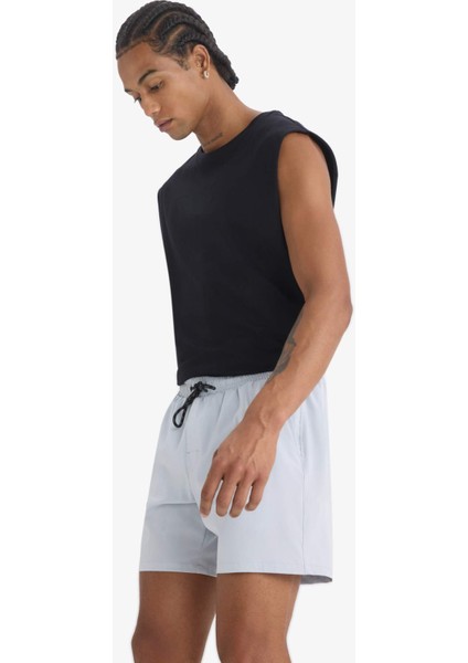 Fit Baskılı Esnek Dokulu Kısa Boy Sporcu Deniz Şortu C5138AX25HS