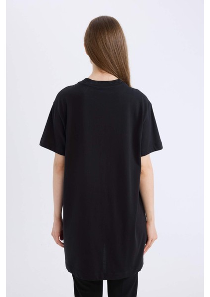 Regular Fit Bisiklet Yaka Basic Düz Kısa Kollu Tesettür Tunik Tişört A8351AX25SP