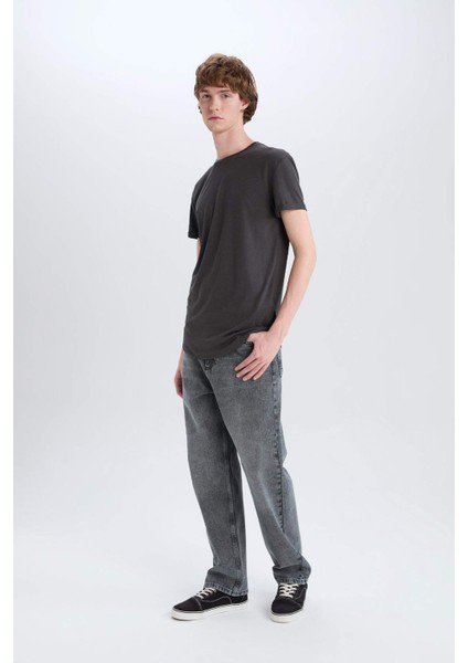 Long Muscle Fit Bisiklet Yaka Basic Düz Kısa Kollu Tişört N2104AZ25SP