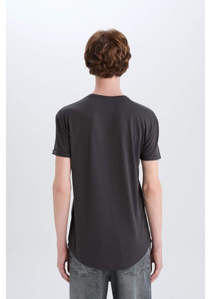 Long Muscle Fit Bisiklet Yaka Basic Düz Kısa Kollu Tişört N2104AZ25SP