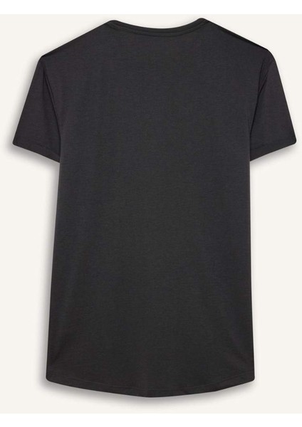Long Muscle Fit Bisiklet Yaka Basic Düz Kısa Kollu Tişört N2104AZ25SP