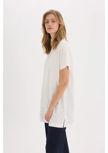 Regular Fit Bisiklet Yaka Basic Düz Kısa Kollu Tesettür Tişört Tunik A8351AX25SP