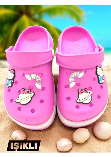 Hello Kitty Kız Çocuk Kaymaz Taban Işıklı Pembe Terlik Havuz Plaj Sandaleti fiyatları