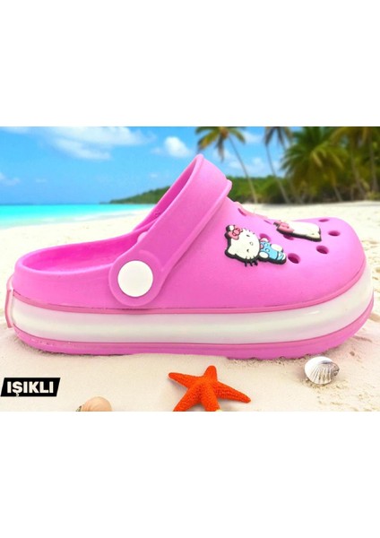 Hello Kitty Kız Çocuk Kaymaz Taban Işıklı Pembe Terlik Havuz Plaj Sandaleti modelleri