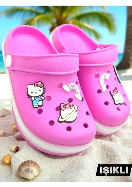 Hello Kitty Kız Çocuk Kaymaz Taban Işıklı Pembe Terlik Havuz Plaj Sandaleti fırsatları