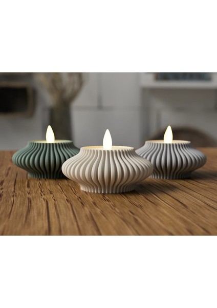 Tealight 3'lü Yapay Mumluk Seti(Yapay Mum)