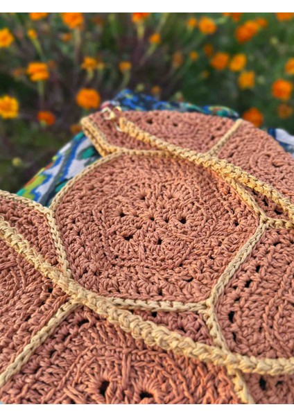 El Yapımı Kağıt Ip Yuvarlak Çanta –astarsız Bohem Omuz ve Günlük Kullanım Çantası fırsatları