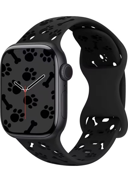 Apple Watch 11-10 42MM 9 8 7 41MM Se 6 5 4 40MM 1 2 38MM Uyumlu Paw & Bone Desenli Silikon Kordon