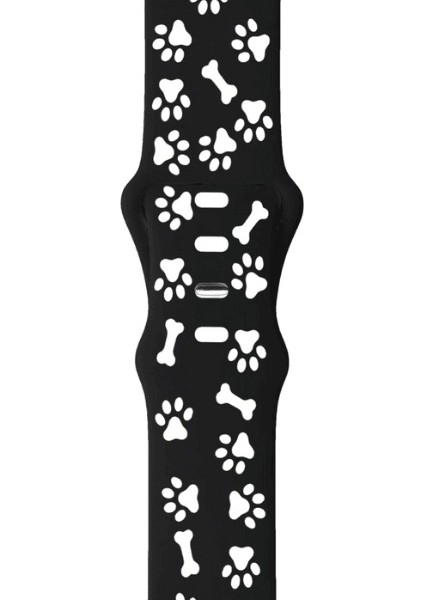 Apple Watch 11-10 42MM 9 8 7 41MM Se 6 5 4 40MM 1 2 38MM Uyumlu Paw & Bone Desenli Silikon Kordon fiyatları