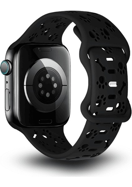 Apple Watch 11-10 42MM 9 8 7 41MM Se 6 5 4 40MM 1 2 38MM Uyumlu Paw & Bone Desenli Silikon Kordon modelleri