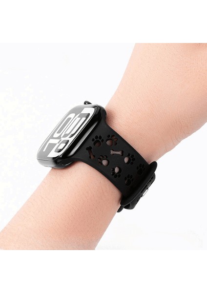 Apple Watch 11-10 42MM 9 8 7 41MM Se 6 5 4 40MM 1 2 38MM Uyumlu Paw & Bone Desenli Silikon Kordon fırsatları