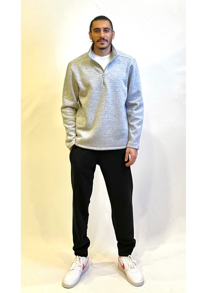 Erkek Rahat Kalıp Içi Polarlı 3 Iplik Yarım Fermuarlı Sweatshırt SPR24SW21