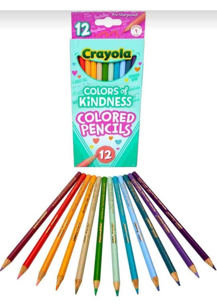 12 Color Of Kidness Pencils-Amerikan-Nontoxic-12 Renk Kuru Boya Kalemi Seti modelleri