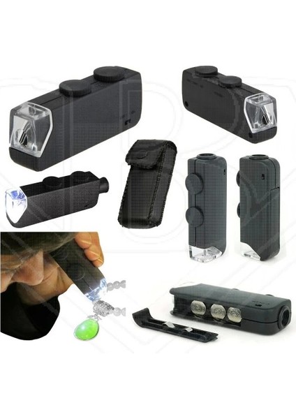 -Mini 60X 100X Zoom Lens Odak Takı LED Cep Mikroskop Büyüteç ( Lisinya ) fiyatları