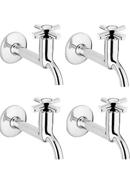 4lü Artı Aç Kapa 4 Kollu Krom Çevirveli Musluk Duvardan Tek Girişli ( Lisinya )