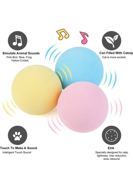 Sesli ve Akıllı Kedi Oyuncak Topu - 50 Mm, Hayvan Sesli, Eğlenceli Kedi Oyuncağı ( Lisinya ) modelleri