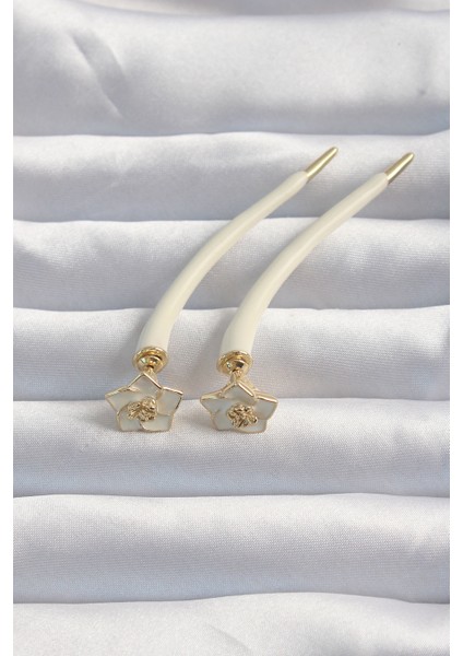 Pirinç Krem Renk Botega Küpe - Lisinya