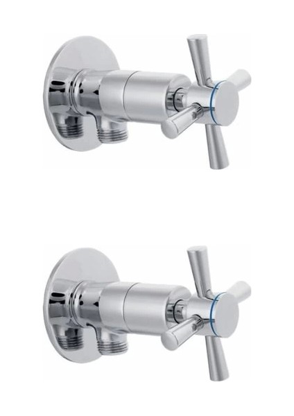 2 Li Artı Aç Kapa 4 Kollu Krom Çevirveli Taharet Musluğu ( Lisinya )