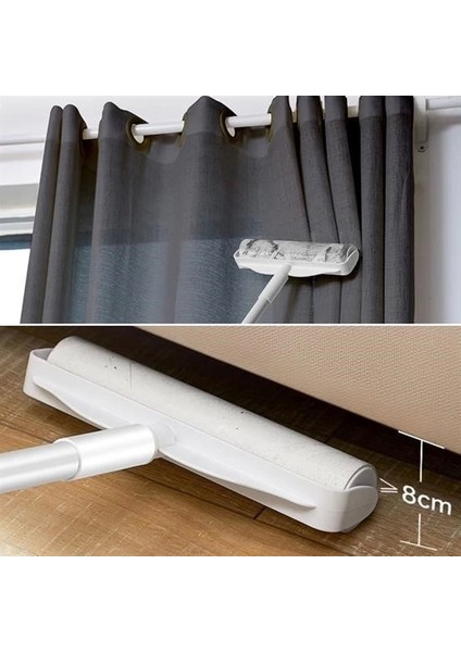 Teleskopik Saplı 24 cm Yapışkanlı Tüy Rulosu Uzayabilen Hav Tüy Toz Toplayıcı Rulo 2 Yedekli ( Lisinya )