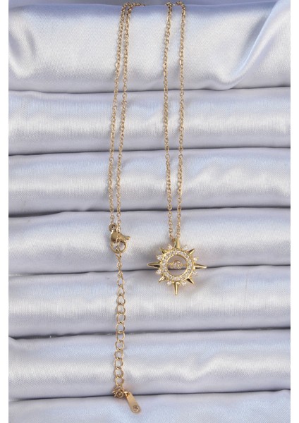 316L Çelik Zincir Altın Renk Zirkon Taşlı Parlayan Yıldız Kolye - Lisinya fiyatları