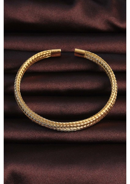 316L Çelik Altın Renk Hasır Görünüm Erkek Bileklik - Lisinya fiyatları