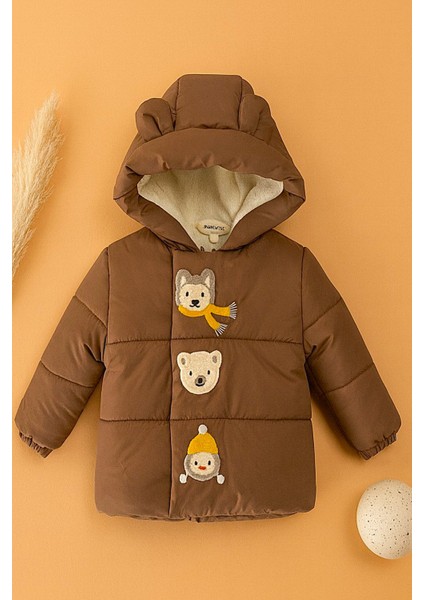 Yeni Sezon Içi Kürklü Peluş Fermuarlı Su Geçirmez Kalın Kapüşonlu Kışlık Bebek-Çocuk Mont-Kaban fiyatları