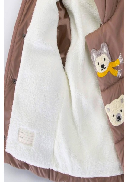 Yeni Sezon Içi Kürklü Peluş Fermuarlı Su Geçirmez Kalın Kapüşonlu Kışlık Bebek-Çocuk Mont-Kaban fırsatları