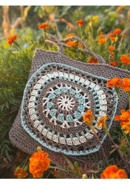 El Yapımı Suni Deri Tabanlı Kağıt Ip Örgü Çanta – Bohem Günlük, Benzersiz, Astarsız, Kişiye Özel