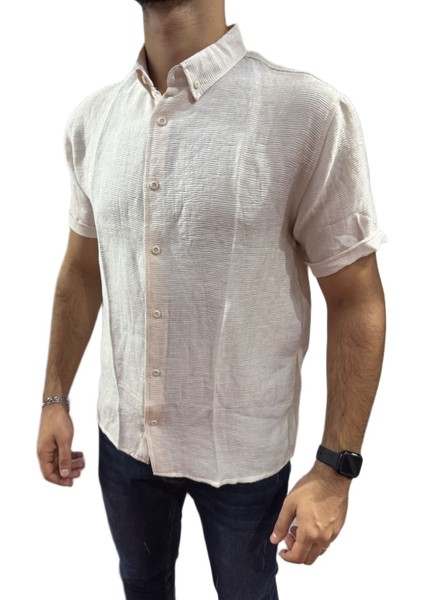 Erkek Krem Dokulu Kısa Kollu Gömlek fiyatları