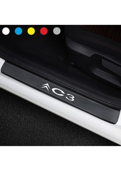 Citroen C3 Için Özel Yeni Uyumlu Aksesuar Oto Kapı Eşiği Özel Yeni Sticker Karbon 4 Adet
