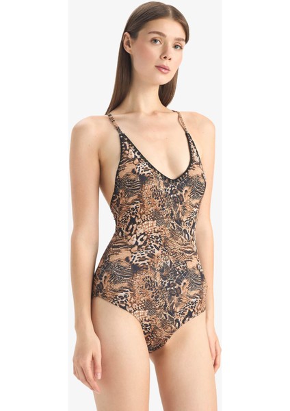 Regular Fit Leopar Desenli Mayo-Fall in Love E3901AX25SM