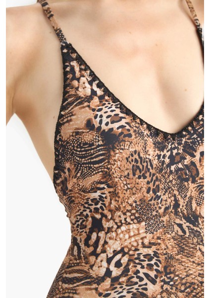 Regular Fit Leopar Desenli Mayo-Fall in Love E3901AX25SM