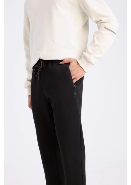 Fit Slim Fit Sporcu İnce Jogger Eşofman Altı Dar Kesim Fermuarlı Basic Düz Standart Paça