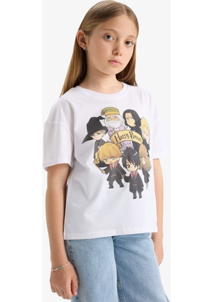 Kız Çocuk Harry Potter Relax Fit Bisiklet Yaka Kısa Kollu Tişört E4411A825SM