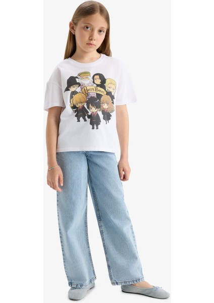 Kız Çocuk Harry Potter Relax Fit Bisiklet Yaka Kısa Kollu Tişört E4411A825SM