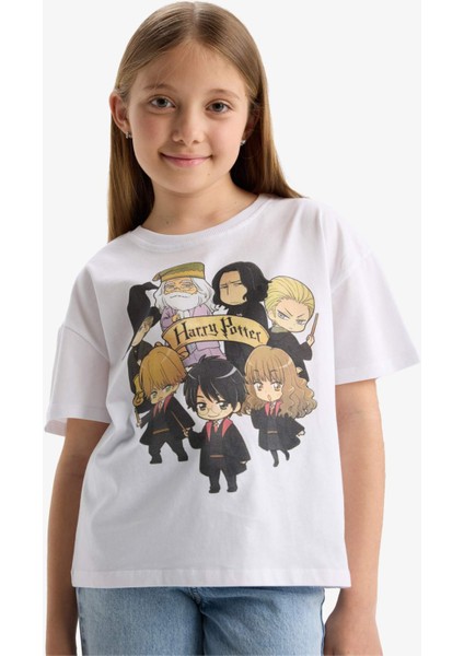Kız Çocuk Harry Potter Relax Fit Bisiklet Yaka Kısa Kollu Tişört E4411A825SM