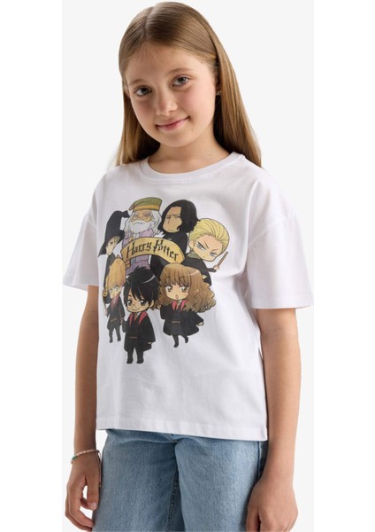 Kız Çocuk Harry Potter Relax Fit Bisiklet Yaka Kısa Kollu Tişört E4411A825SM