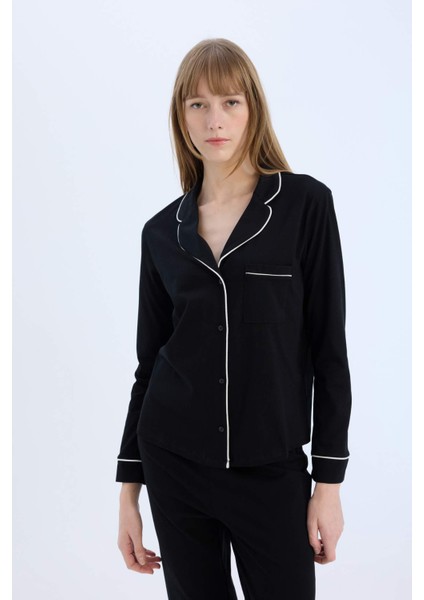 Pijama Takımı Uzun Kollu Üst Esnek Belli Uzun Alt-Fall in Love D6846AX25SP