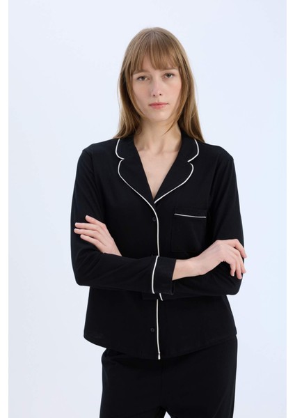 Pijama Takımı Uzun Kollu Üst Esnek Belli Uzun Alt-Fall in Love D6846AX25SP