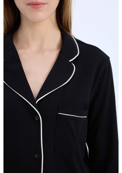 Pijama Takımı Uzun Kollu Üst Esnek Belli Uzun Alt-Fall in Love D6846AX25SP