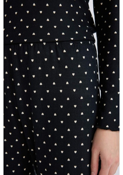 Pijama Takımı Softshell Uzun Kollu Üst Beli Lastikli Uzun Alt-Fall in Love D8453AX25SP