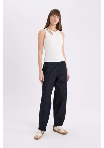 Slim Fit Dar Kesim Bisiklet Yaka Fitilli Kaşkorse Beyaz Atlet A3422AX25SP