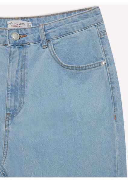 %100 Pamuk 90's Slim Fit Dar Kalıp Yüksek Bel Dar Paça Jean Pantolon D6685AX25SP