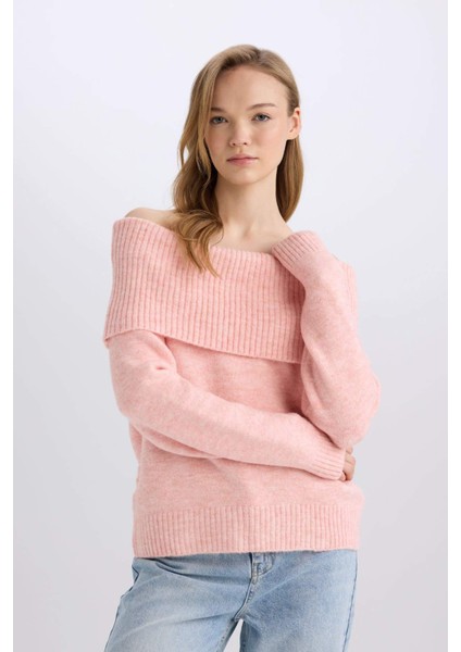 Regular Fit Açık Omuz Triko Kazak E4549Ax24Wn