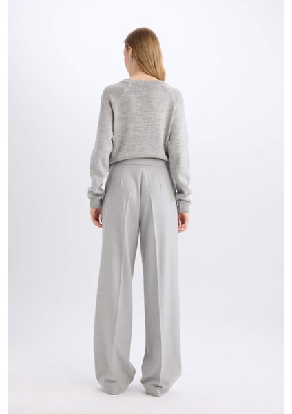 Standart Boy Kumaş Palazzo Pantolon Wide Leg Geniş Bol Paça Basic Düz Yüksek Bel C6402AX25SP