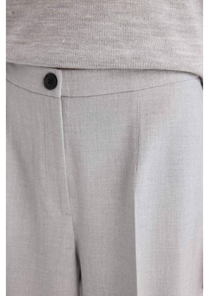 Standart Boy Kumaş Palazzo Pantolon Wide Leg Geniş Bol Paça Basic Düz Yüksek Bel C6402AX25SP