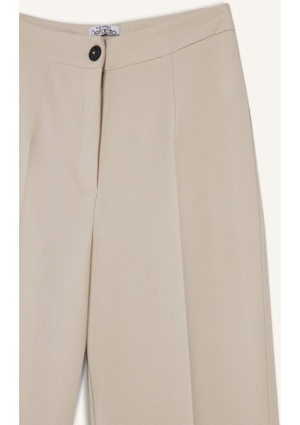 Standart Boy Kumaş Palazzo Pantolon Wide Leg Geniş Bol Paça Basic Düz Yüksek Bel