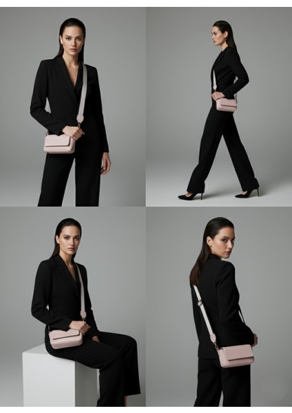 Casual Bag-Pudra Renk Askı Detaylı El ve Omuz Çantası modelleri