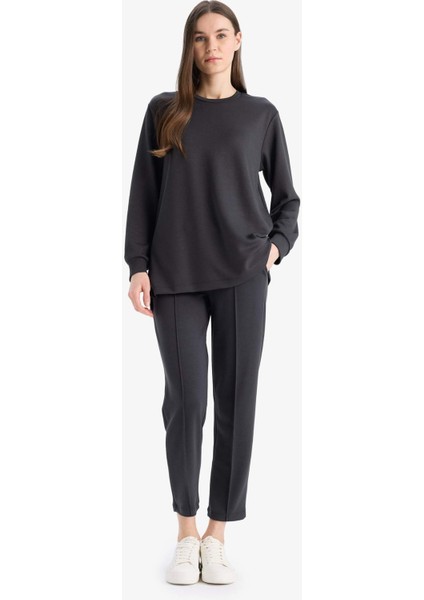 Regular Fit Beli Lastikli Cepli Basic Düz Pantolon E1954AX25SP